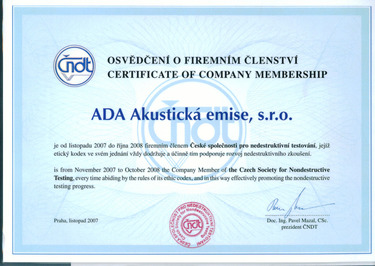 Členství v asociaci České společnosti pro nedestruktivní testování